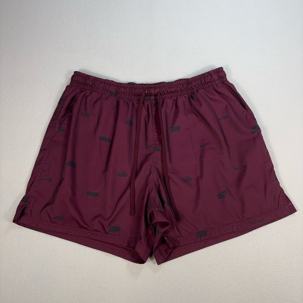 Nike Club Lined Shorts Men's 2XL Burgundy All-Over Print Drawstring FB7440-681